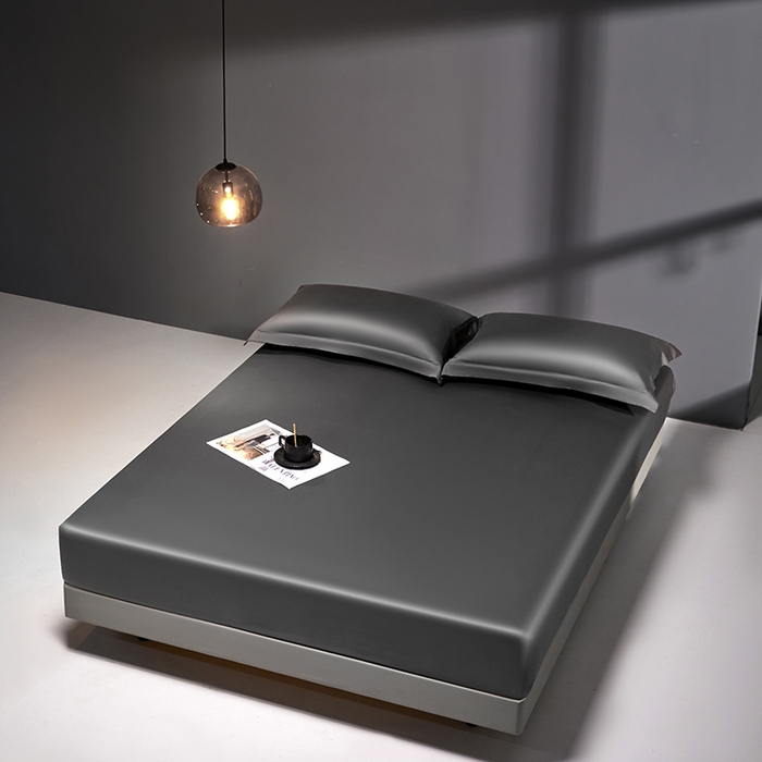 91家纺网 家纺一手货源 找家纺 秀色2025新款高端纯棉床笠单件全棉全包床套三件套100s新疆长绒棉酒店床垫保护套 梦易-帝王灰