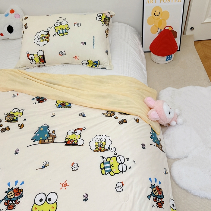 91家纺网 家纺一手货源 找家纺 兜米家居 2025夏季新品三丽鸥深睡双感针织凉感空调被夏被 小青蛙