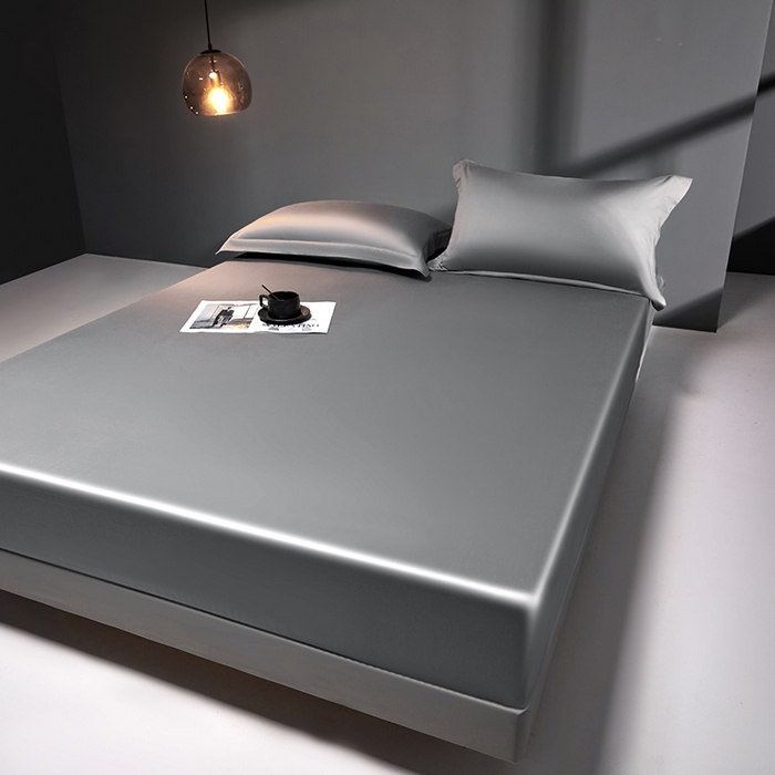 91家纺网 家纺一手货源 找家纺 秀色2025新款高端纯棉床笠单件全棉全包床套三件套100s新疆长绒棉酒店床垫保护套 梦易-典雅灰