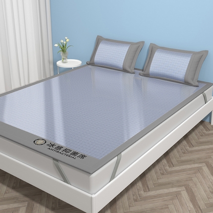 绒艺席业 2025新款A类抗菌冰丝凉席系列-冰感抑菌席 蓝色