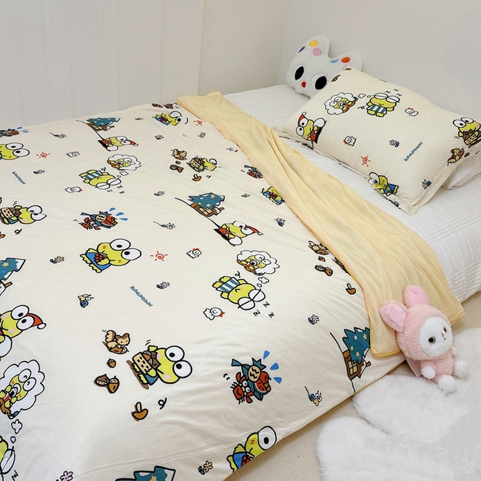 91家纺网 家纺一手货源 找家纺 兜米家居 2025夏季新品三丽鸥深睡双感针织凉感空调被夏被 小青蛙