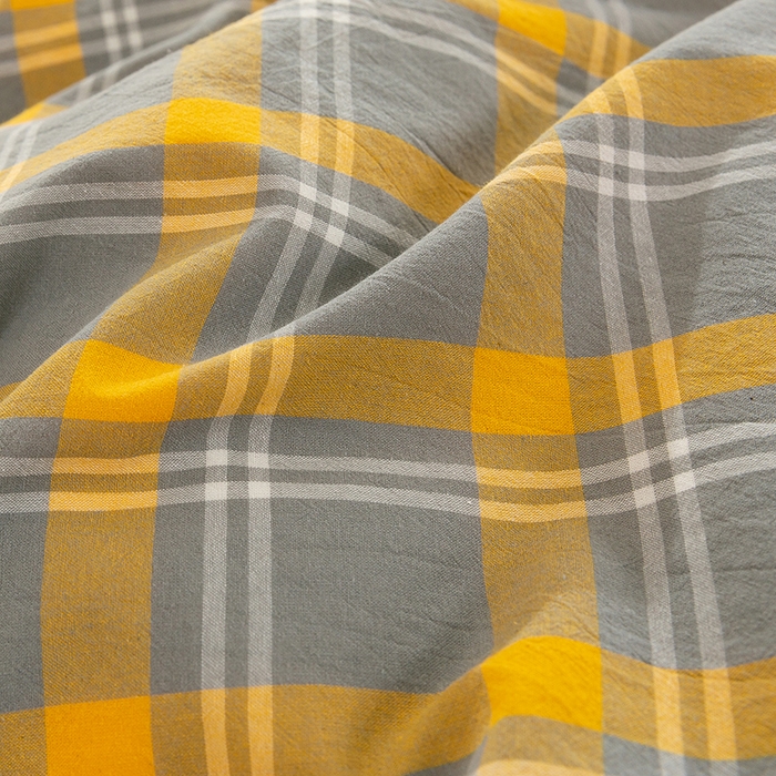 91家纺网 家纺一手货源 找家纺 喜四方 2025新款全棉色织水洗棉四件套 夏威夷（ 黄）