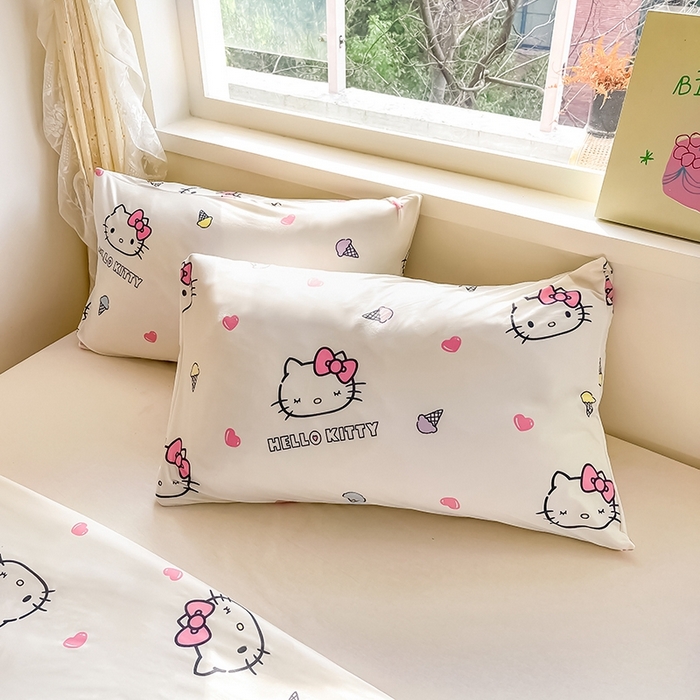 91家纺网 家纺一手货源 找家纺 金爱家2025新款A类三丽鸥正版授权高品质牛奶丝软糯针织棉大豆夏被系列详情 针织棉三丽鸥-甜甜kitty