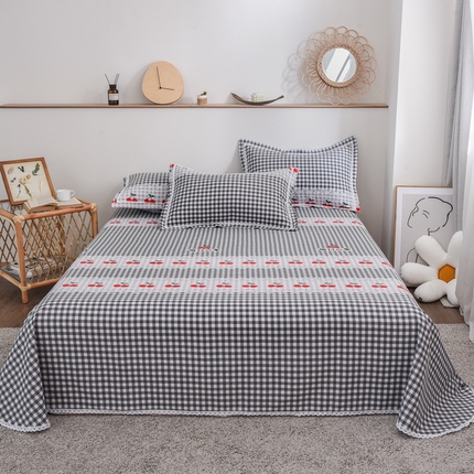 91家纺网 家纺一手货源 找家纺 仟网汇 2025全棉老粗布蕾丝花边三件套（无纺布手提包装） 樱桃