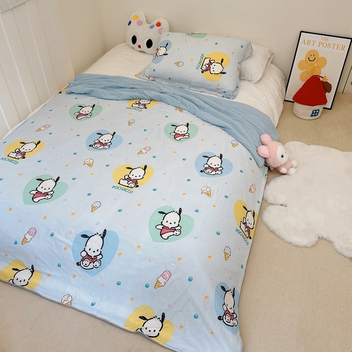 91家纺网 家纺一手货源 找家纺 兜米家居 2025夏季新品三丽鸥深睡双感针织凉感空调被夏被 炫彩怕洽购