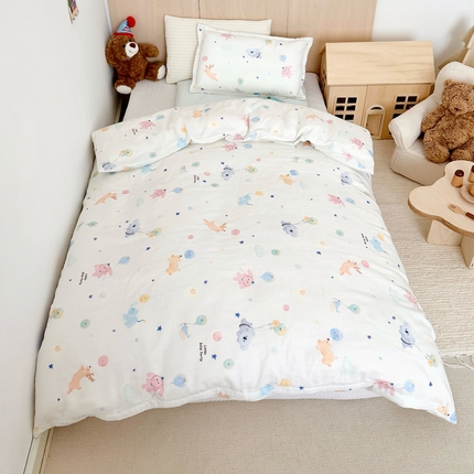 91家纺网 家纺一手货源 找家纺 （总）2025新款全棉26℃有氧双层纱幼儿园多件套