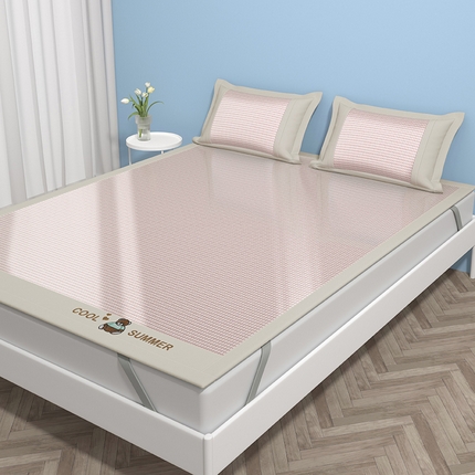 绒艺席业 2025新款A类抗菌冰丝凉席系列-小冰熊款 冰熊-粉