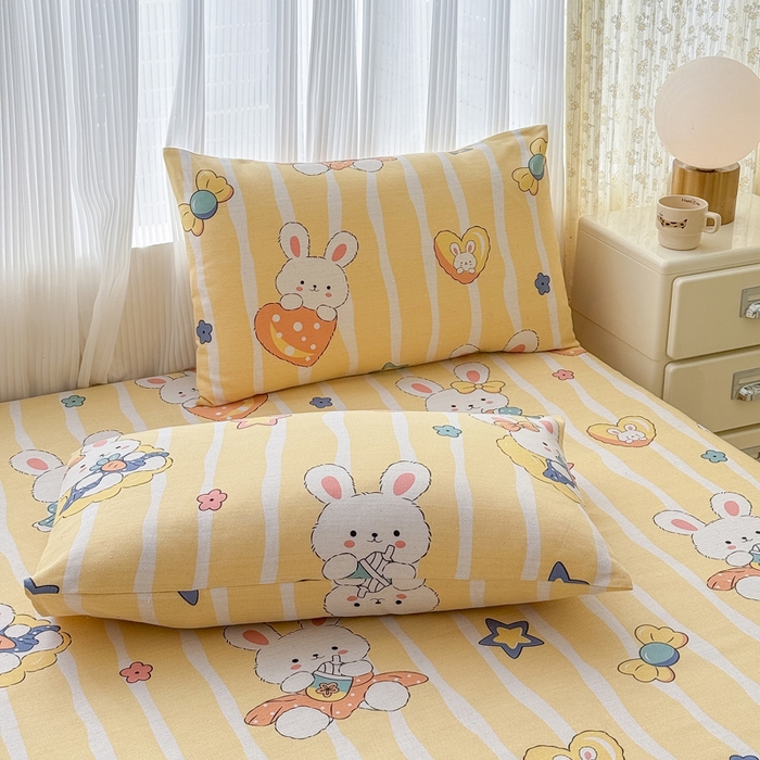 91家纺网 家纺一手货源 找家纺 仟网汇 2025新款老粗布床单粗布凉席老粗布单床单枕套单品 萝卜兔