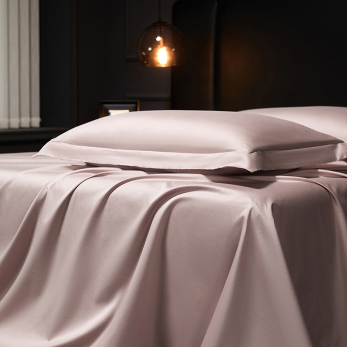 91家纺网 家纺一手货源 找家纺 秀色2025新款A类高端100s新疆长绒棉纯棉床单单件全棉单人贡缎加厚被单三件套 莫奈-粉末白