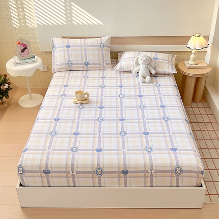 91家纺网 家纺一手货源 找家纺 （总）春皖家纺 2025新款A类全棉简约老粗纱布四件套风格一-普通款单床笠