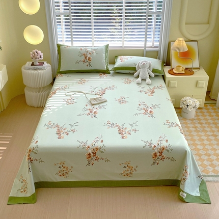 91家纺网 家纺一手货源 找家纺 （总）春皖家纺 2025新款A类全棉简约老粗纱布四件套风格一-工艺款单床单