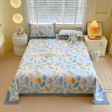 91家纺网 家纺一手货源 找家纺 （总）春皖家纺 2025新款A类全棉简约老粗纱布四件套风格一-工艺款单床单