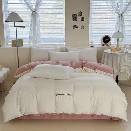 艾迪尚家纺 2025新款A类纯色双拼长绒棉纯棉刺绣系列单品被套 被套单件（有单品 可定制） 奶粉甜梦