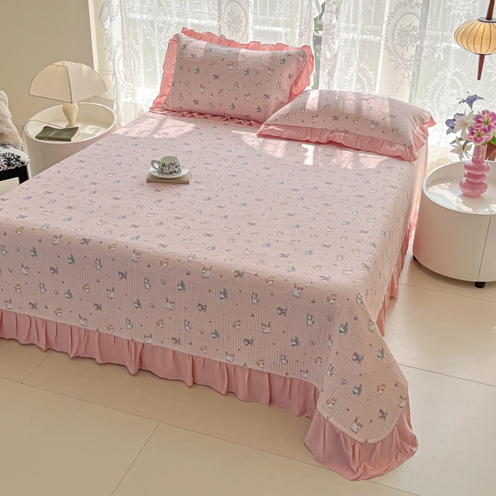 91家纺网 家纺一手货源 找家纺 慕晨 2025新品天丝莫代尔夏被床盖四件套天丝夏凉被直播热款夏被四件套 小猫咪