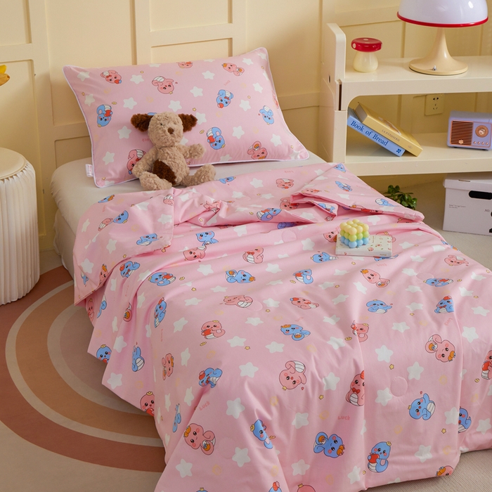 91家纺网 家纺一手货源 找家纺 ds生活馆 2025新款儿童学生纯棉精梳棉系列单夏被 水果恐龙