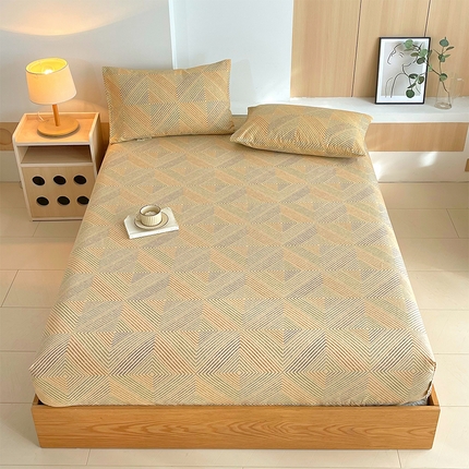 91家纺网 家纺一手货源 找家纺 （总）春皖家纺 2025新款A类全棉简约老粗纱布四件套风格一-普通款单床笠