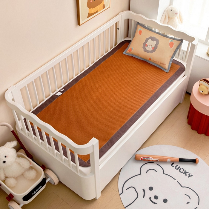 91家纺网 家纺一手货源 找家纺 梵赫 2025新款冰丝古藤双面卡通儿童凉席凉席-萌宠小狮子