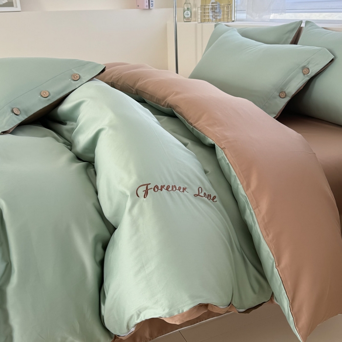 91家纺网 家纺一手货源 找家纺 艾迪尚家纺 2025新款A类纯色双拼长绒棉纯棉刺绣系列单品被套 被套单件（有单品 可定制） 绿沁杏语