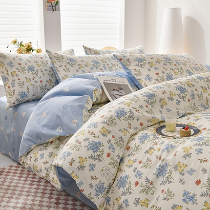 宇彬家纺 2025直播新款13070全棉纯棉印花单双人被套喷气小清新简约热款学生被罩仙草兔