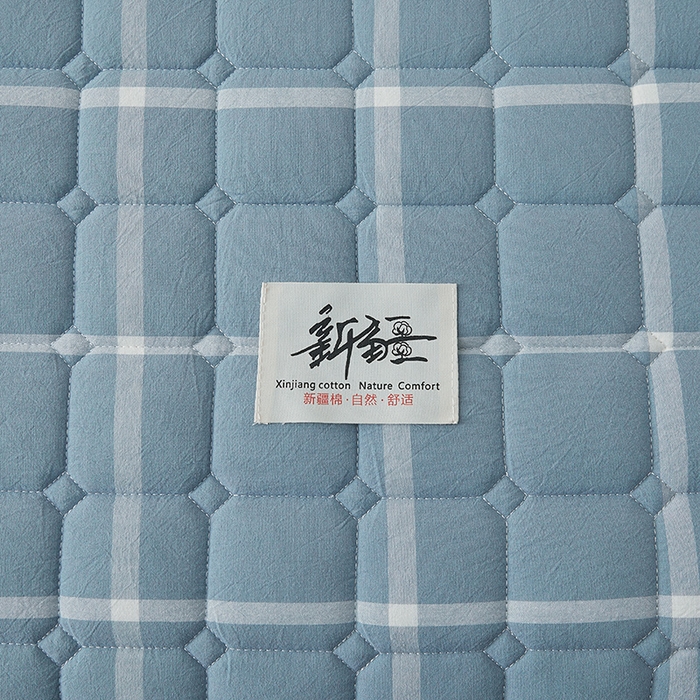 91家纺网 家纺一手货源 找家纺 喜居家纺2025新款A类水洗棉夹棉棉花床笠垫 棉-冰岛蓝
