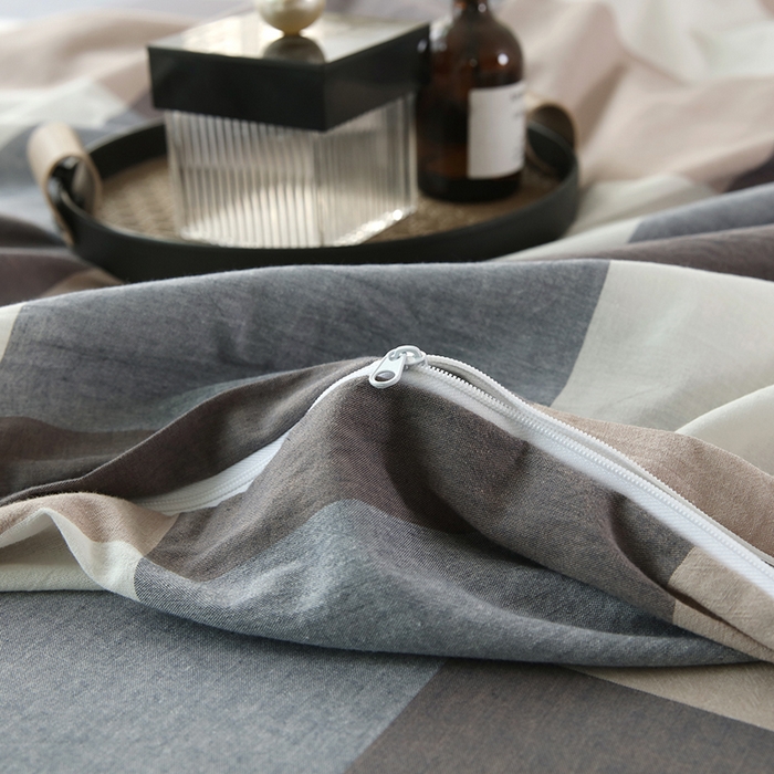 91家纺网 家纺一手货源 找家纺 恋之语 2025新款全棉纯棉色织被套单品单被套被套单件 蓝大格