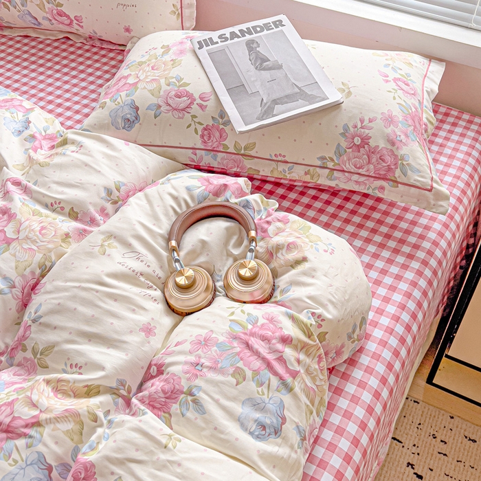 91家纺网 家纺一手货源 找家纺 暖芯优选 2025新款全棉纯棉一字绣四件套系列 花梦初