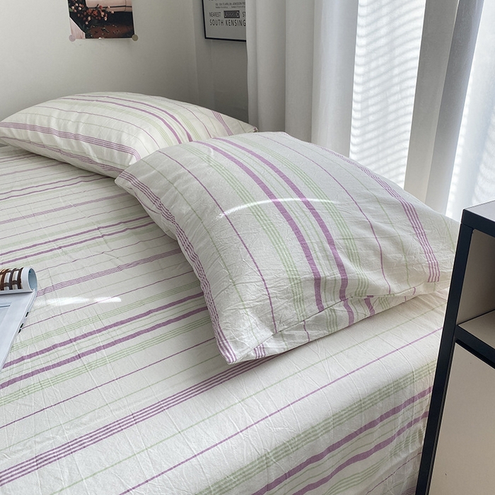 91家纺网 家纺一手货源 找家纺 艾咪-Amy ntmy 2025新款全棉纯棉色织水洗棉单品-平铺款 漫悠绿紫