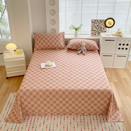 91家纺网 家纺一手货源 找家纺 （总）春皖家纺 2025新款A类全棉简约老粗纱布四件套风格一-普通款单床单