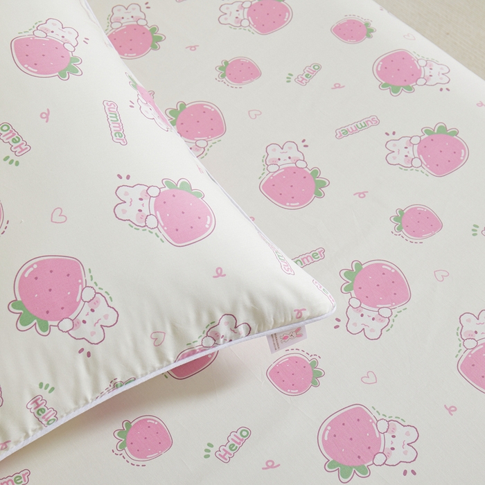 91家纺网 家纺一手货源 找家纺 ds生活馆 2025新款儿童纯棉精梳棉系列单床笠 草莓生活