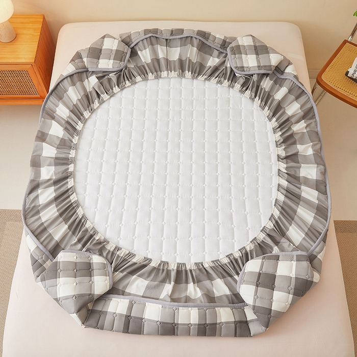 91家纺网 家纺一手货源 找家纺 喜居家纺2025新款A类水洗棉夹棉棉花床笠垫 棉-复古格