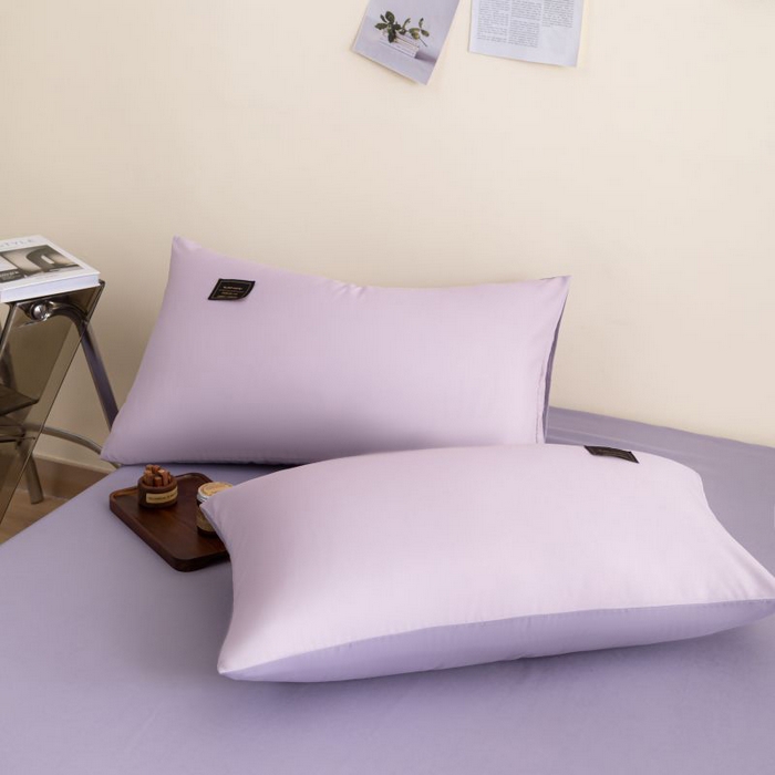 91家纺网 家纺一手货源 找家纺 恋之语 2025新款90克纯色双拼四件套 香芋紫+罗兰紫