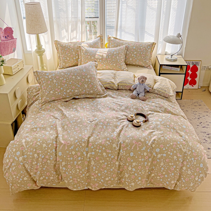 91家纺网 家纺一手货源 找家纺 暖芯优选 2025新款全棉纯棉一字绣四件套系列 春野星漫