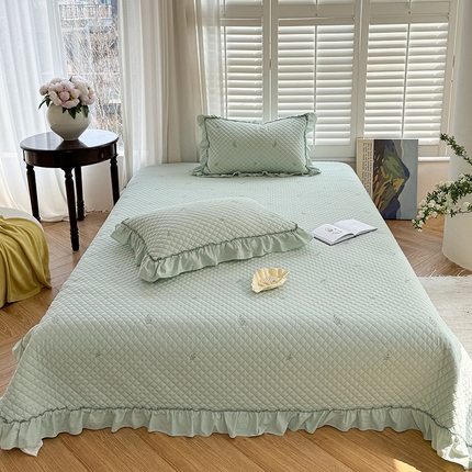 91家纺网 家纺一手货源 找家纺 （总）诗黛尔 2025新款全棉蝴蝶结床盖三件套