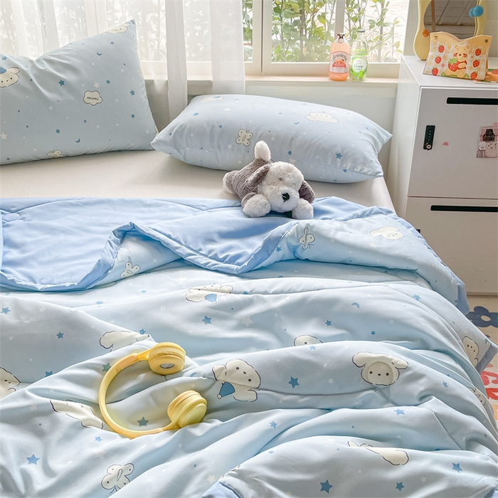 91家纺网 家纺一手货源 找家纺 美澳家纺 2025新款水洗棉印花夏被夏凉被空调被 心悦狗