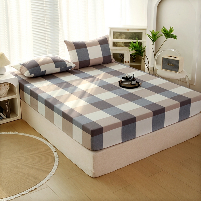 91家纺网 家纺一手货源 找家纺 恋之语 2025新款全棉纯棉色织床笠单品单床笠床笠单件 蓝大格