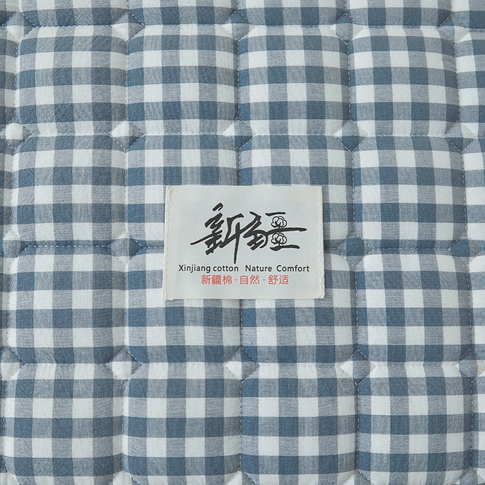 91家纺网 家纺一手货源 找家纺 喜居家纺2025新款A类水洗棉夹棉棉花床笠垫 棉-简蓝格