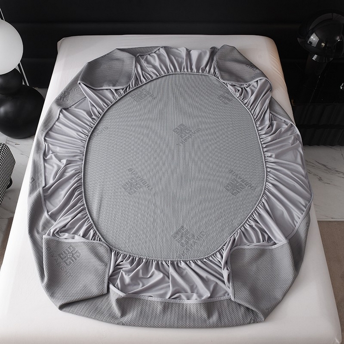 91家纺网 家纺一手货源 找家纺 绒多多 2025新款A类凉感冰豆豆席子凉席床笠款 绅士灰