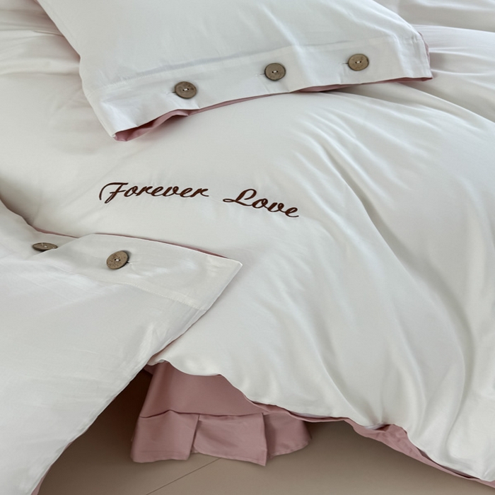 91家纺网 家纺一手货源 找家纺 2025新款A类纯色双拼长绒棉纯棉刺绣四件套 奶粉甜梦