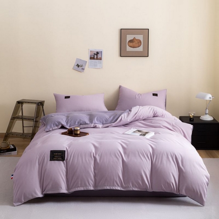 恋之语 2025新款90克纯色双拼单被套 香芋紫+罗兰紫