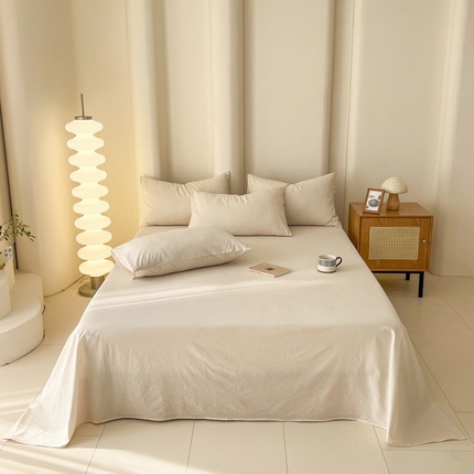 91家纺网 家纺一手货源 找家纺 恋之语家纺 2025新款全棉纯棉色织床单单品单床单床单单件 条纹咖