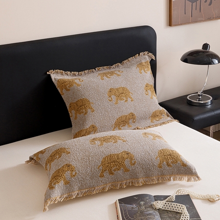 麻依2025新款色织提花流苏枕巾 南笙