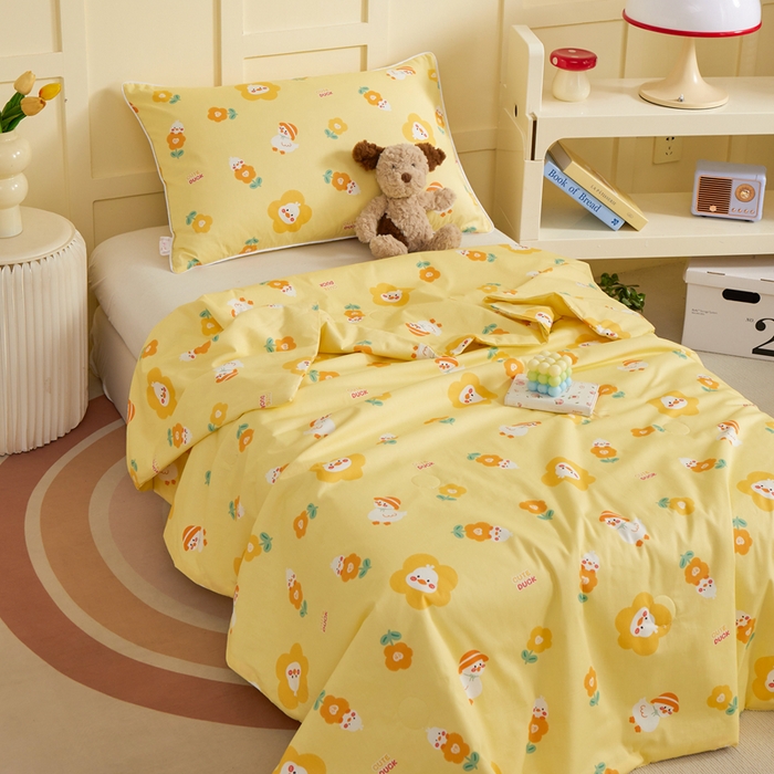 91家纺网 家纺一手货源 找家纺 ds生活馆 2025新款儿童学生纯棉精梳棉系列单夏被 花朵小鸭