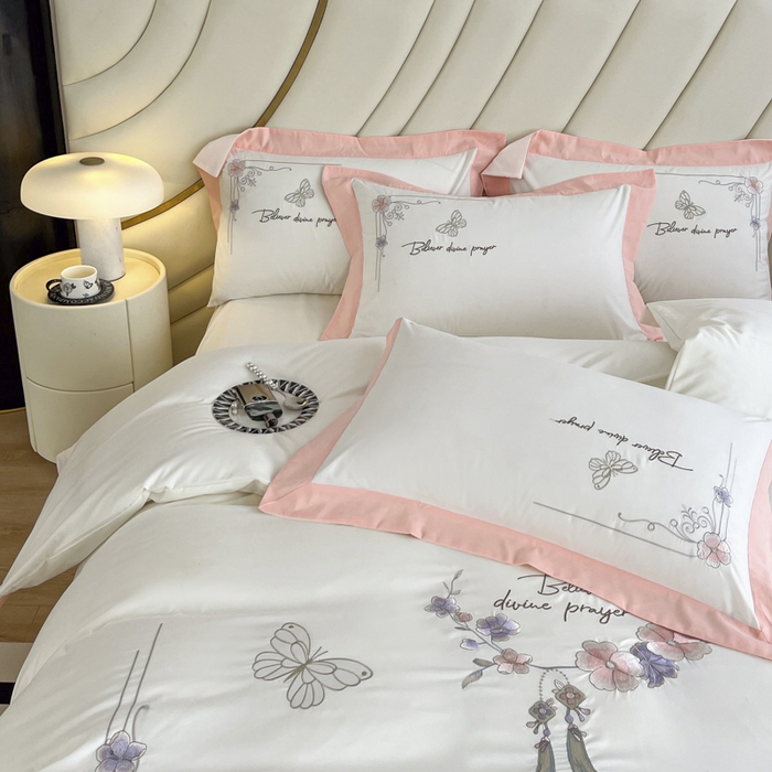 91家纺网 家纺一手货源 找家纺 恋之语 2025新款水洗棉刺绣四件套-锦绣花 锦绣花-浅玉