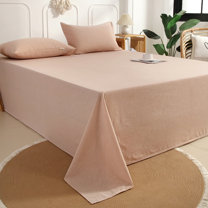 91家纺网 家纺一手货源 找家纺 恋之语家纺 2025新款全棉纯棉色织床单单品单床单床单单件 米驼青年