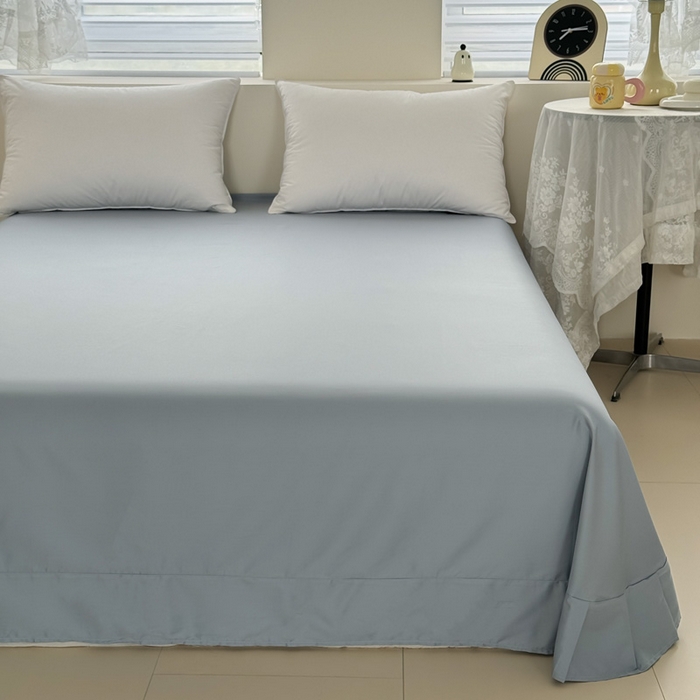 91家纺网 家纺一手货源 找家纺 艾迪尚家纺 2025新款A类纯色双拼长绒棉纯棉刺绣系列单品床单 床单单件（有单品 可定制） 白蓝序曲