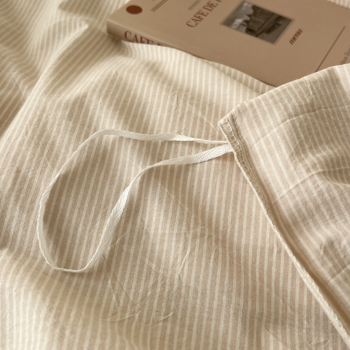 91家纺网 家纺一手货源 找家纺 恋之语 2025新款全棉纯棉色织被套单品单被套被套单件 条纹咖