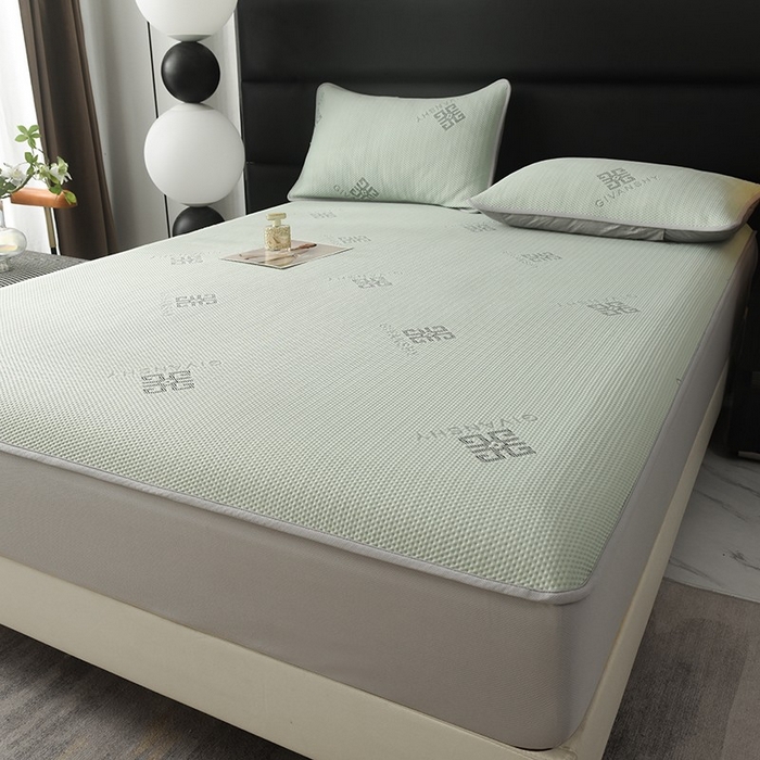 91家纺网 家纺一手货源 找家纺 绒多多 2025新款A类凉感冰豆豆席子凉席床笠款 薄荷绿