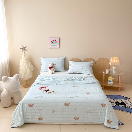 CINNY馨宜 2025新款A类小冰皮婴幼儿抑菌凉感卡通印花夏被 晚安猫