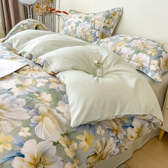 91家纺网 家纺一手货源 找家纺 芃成家纺 2025新款A类莱赛尔天丝棉四件套 繁花满庭