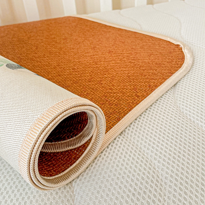 91家纺网 家纺一手货源 找家纺 富馨莱 2025新款幼儿园古藤席冰丝席双面可用儿童凉席双面凉感 竹子熊猫